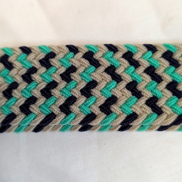 BCBG MAXAZRIA Women's Size XS/S Woven Belt Stretch Blue/Teal/Cream Colorful NWT - Picture 5 of 5